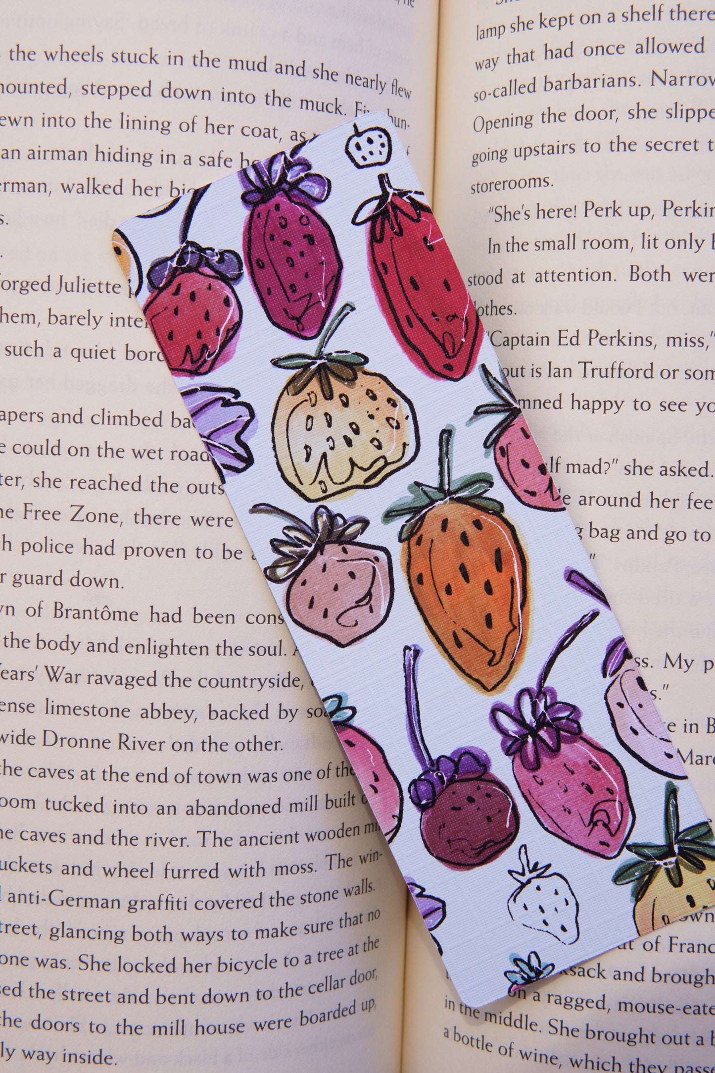 Mini Print Strawberries Bookmark