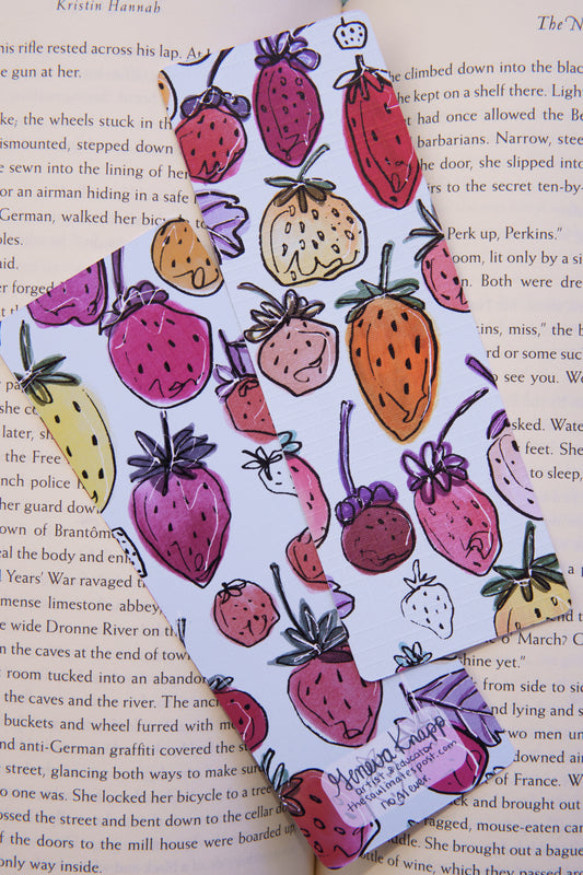 Mini Print Strawberries Bookmark