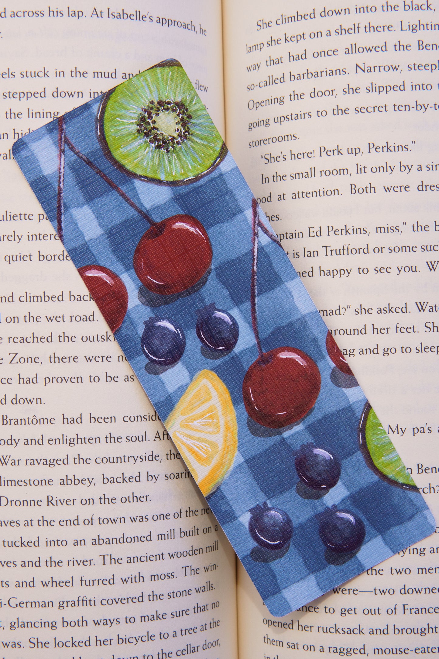 Blue Fruit Picnic Bookmark
