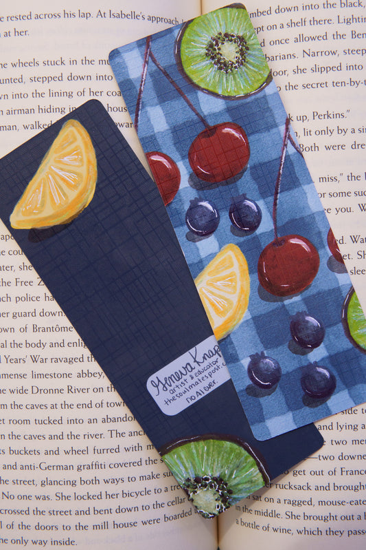 Blue Fruit Picnic Bookmark
